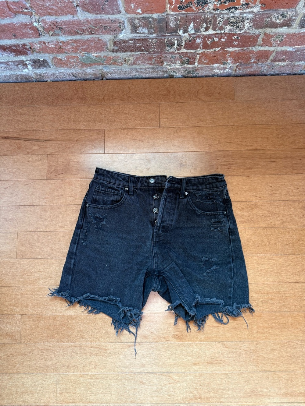 wild fable Washed Black High-Rise Denim Shorts